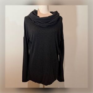 BORDEAUX by Anthropologie Charcoal Oversized Cowl/Turtleneck Sweaters